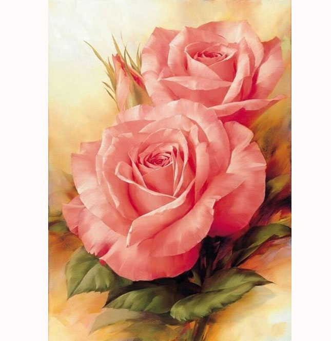 Алмазна мозаїка 'Квітучі троянди' з підрамником
