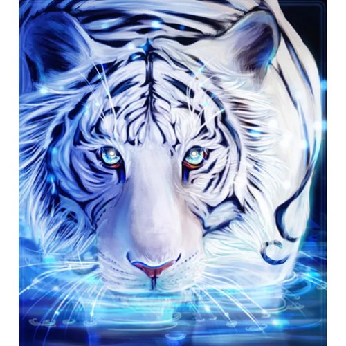 Алмазная вышивка без подрамника 'Белый тигр'