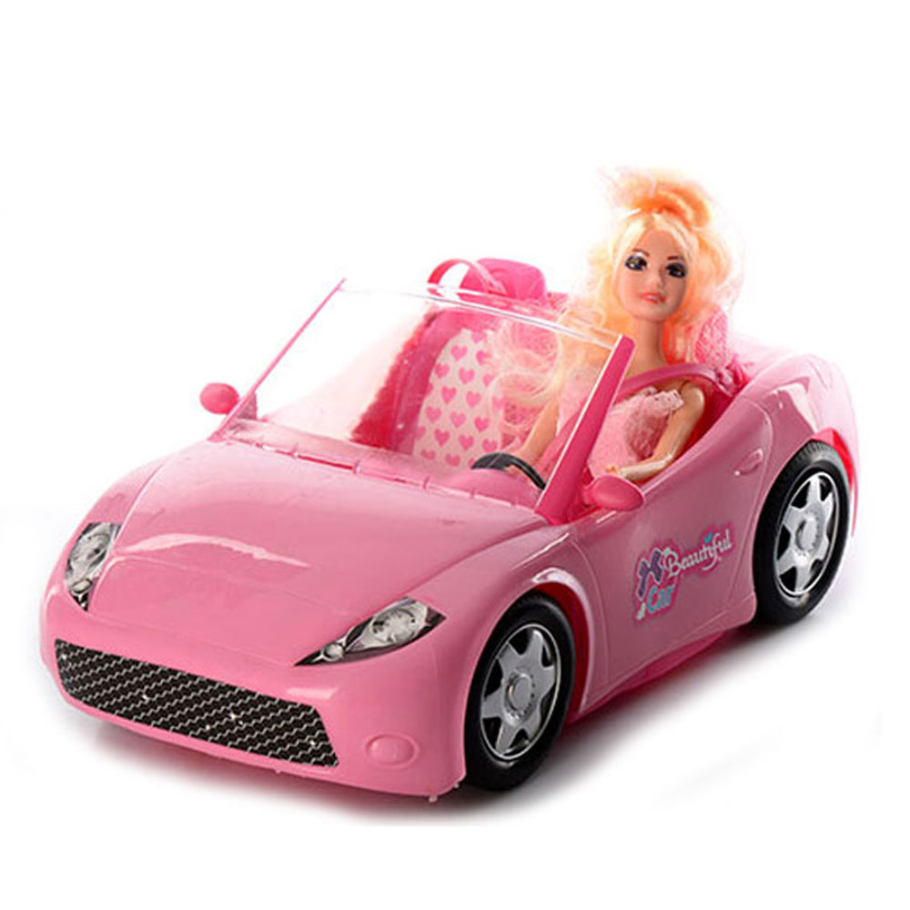 Большой розовый кабриолет с куклой