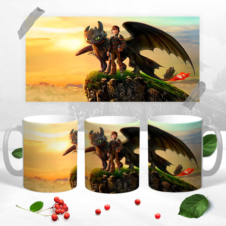 Чашка 'Как приручить дракона' Викинг и Беззубик