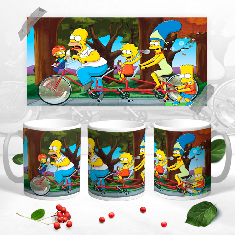 Чашка 'Симпсоны катаются на велосипеде'