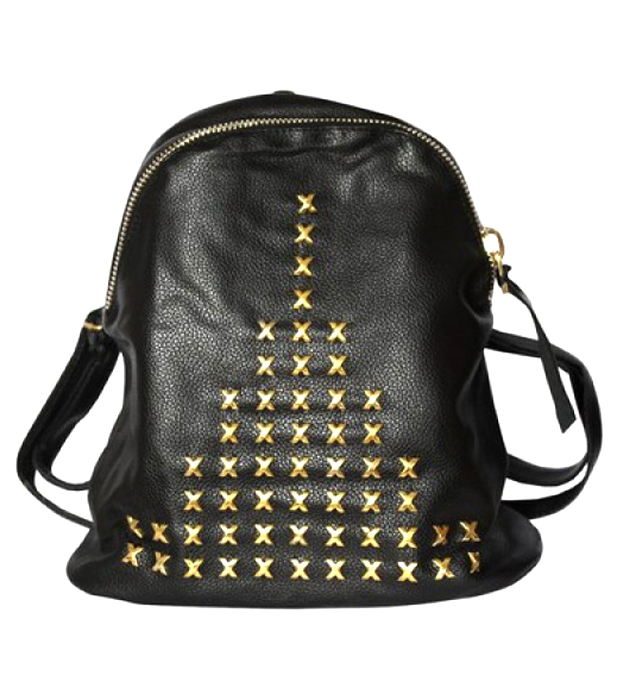 Чёрный рюкзак с золотыми заклёпками