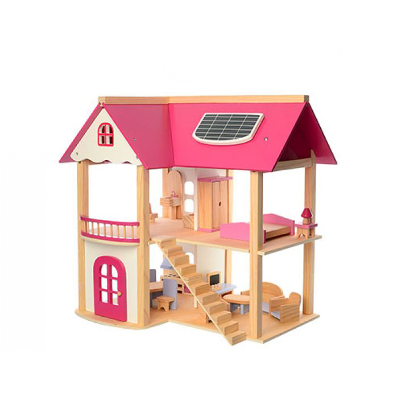 Дерев'яний будиночок для ляльок 'Pink Doll House'