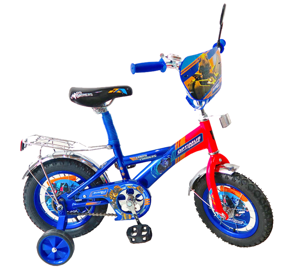 Детский велосипед со звонком и багажником 'Трансформеры'