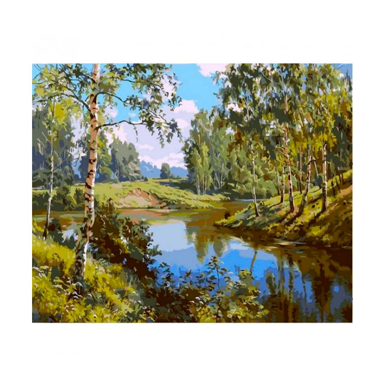 Живопис по номерам 'Річка в весняному лісі'