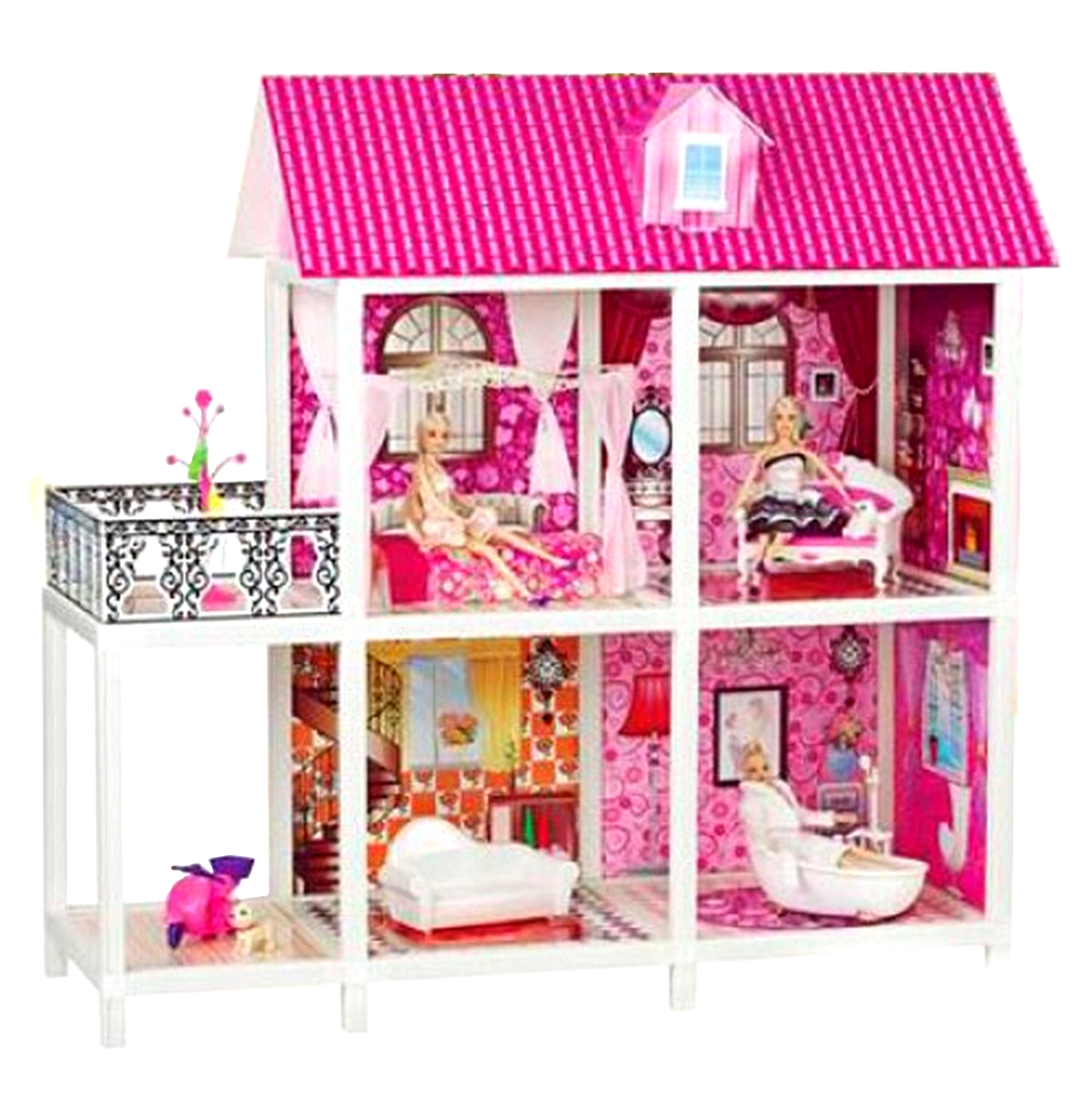 Іграшковий будиночок два поверхи три ляльки