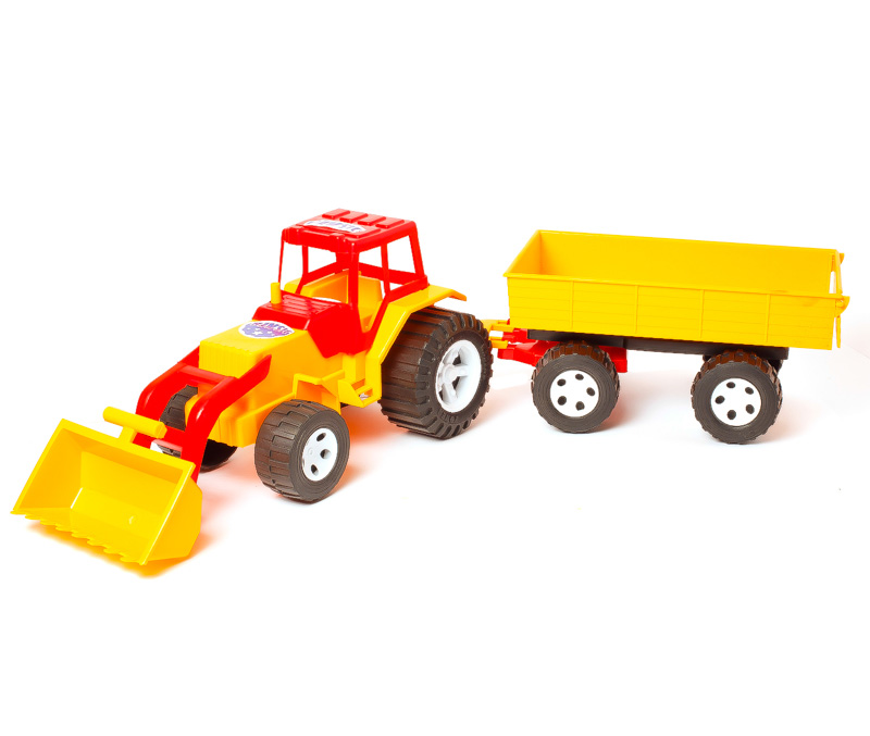 Іграшковий трактор з ковшем і причепом Bamsic