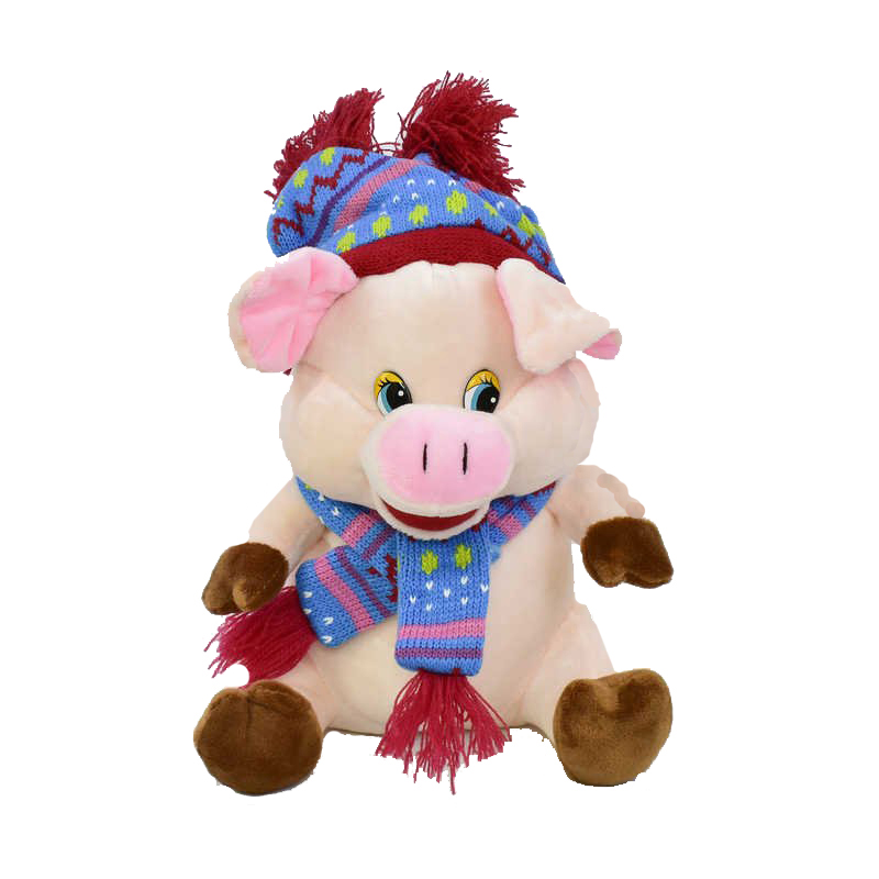 Игрушка мягкая 'Свинка' в шапке и шарфе