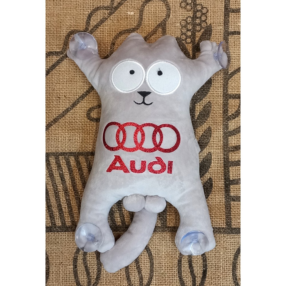 Игрушка мягкая сувенир котик на присосках 'Audi'