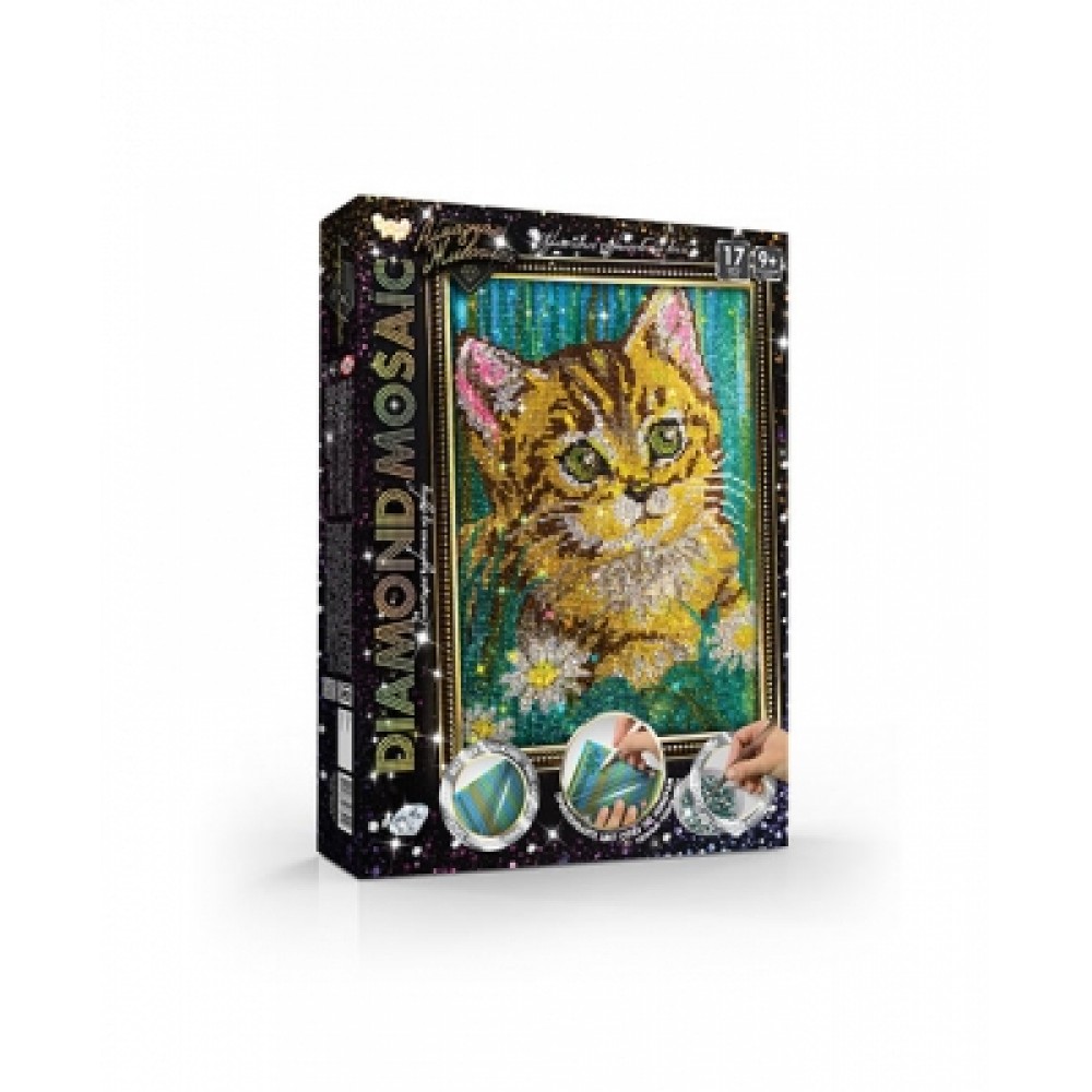 Картина алмазами на підрамнику 'Diamond mosaic' кошеня