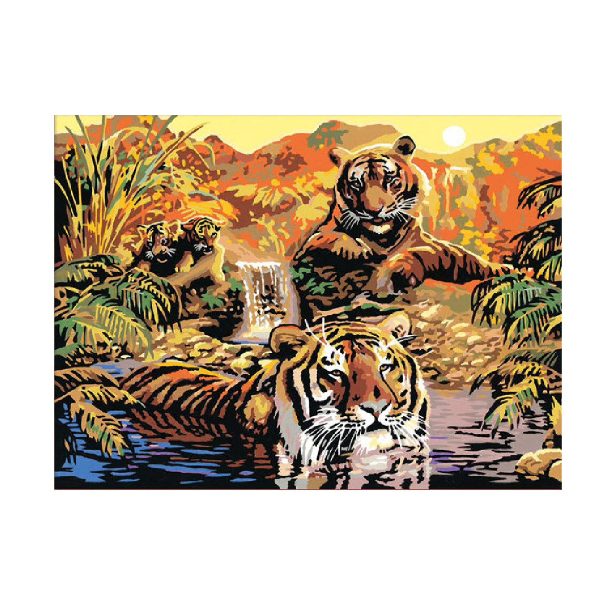 Картина на холсте 'Семья тигров' по номерам