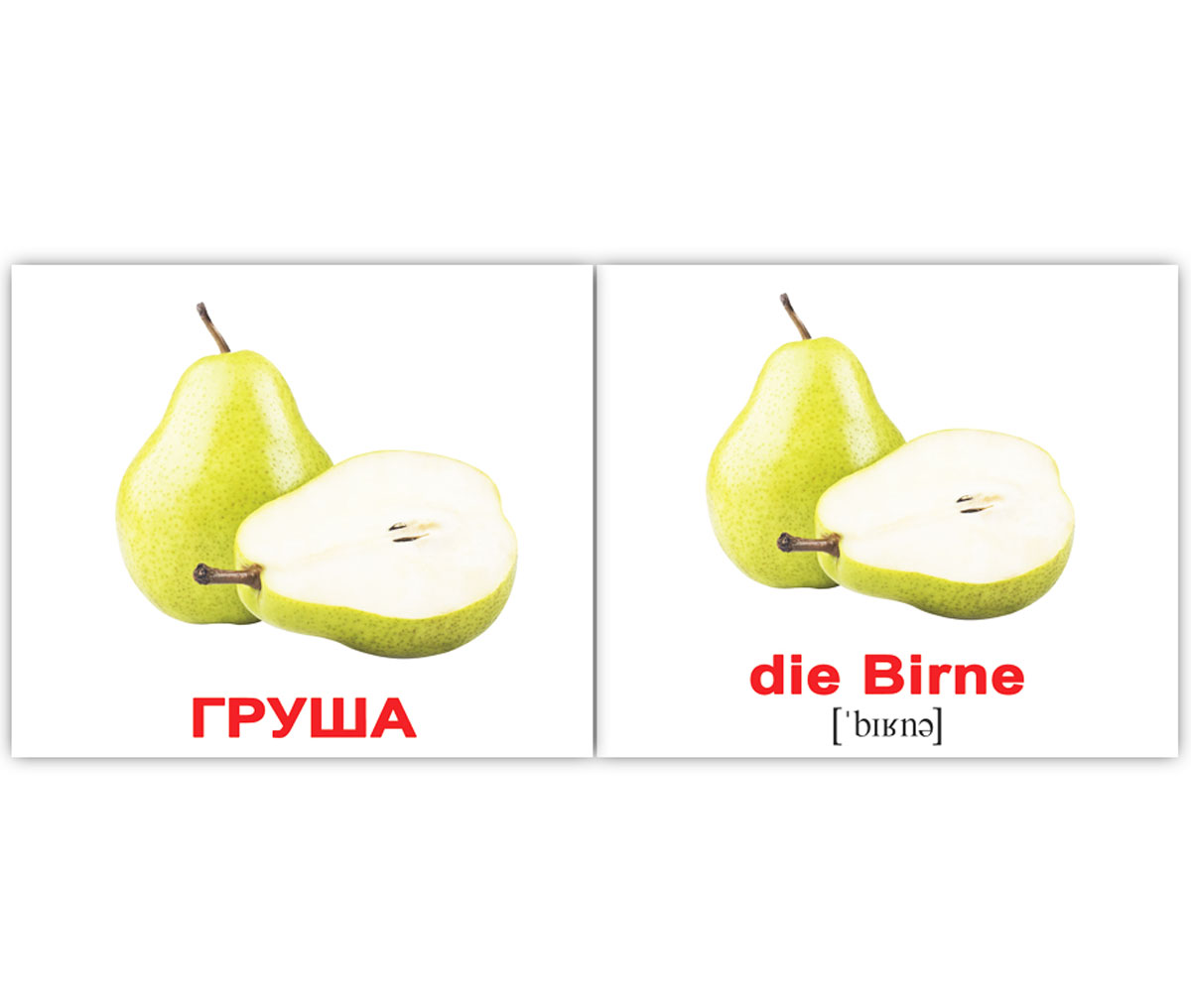 Карточки мини русско-немецкие 'Фрукты и овощи/Obst und Gemüsee'