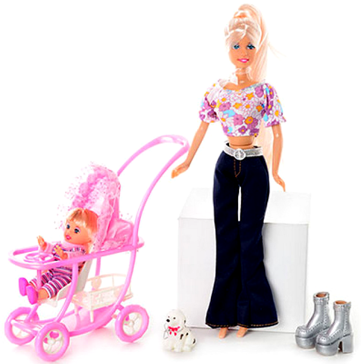 Kуклa Defa Lucy c дочкой, собачкой и коляской