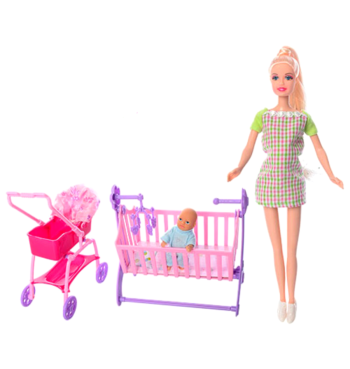Лялька Defa вагітна з дитиною коляскою ліжечком