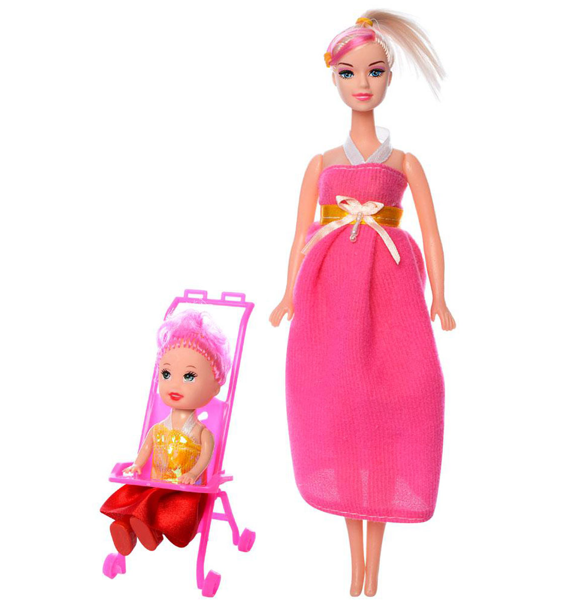 Кукла беременная с дочкой и коляской
