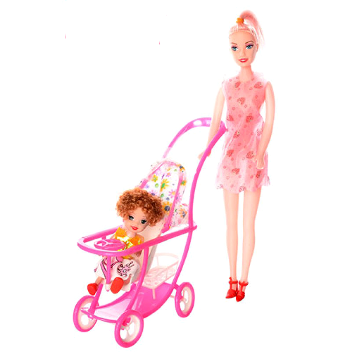 Лялька для дівчаток з коляскою і донькою