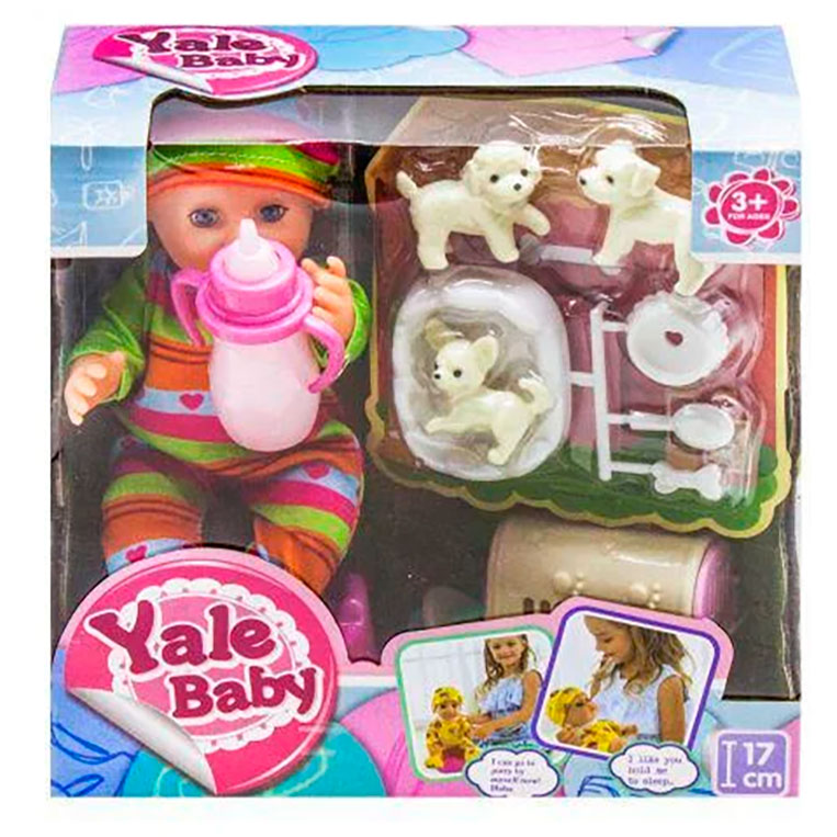 Кукла-пупс интерактивный функциональный 'Yale baby' 15 см с собачками