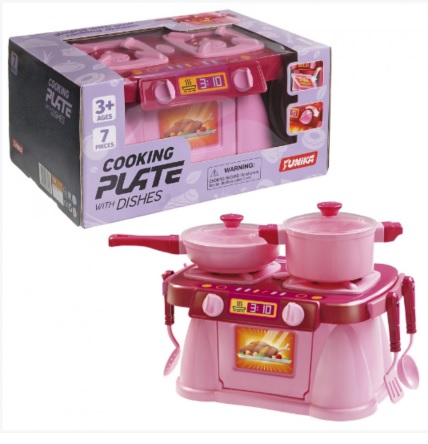 Набор детской посуды с плитой 7 предметов 'Розовый'