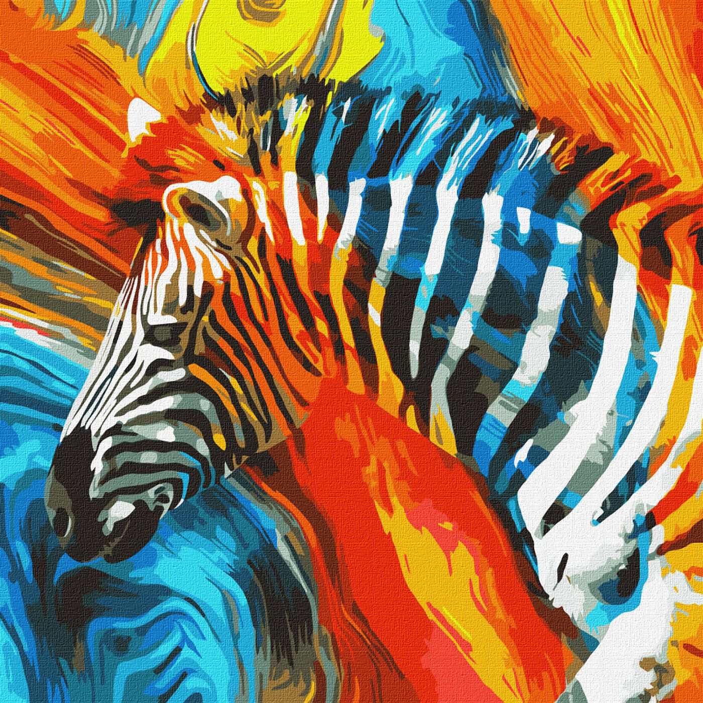 Набор для росписи картины по номерам 'Цветная зебра'