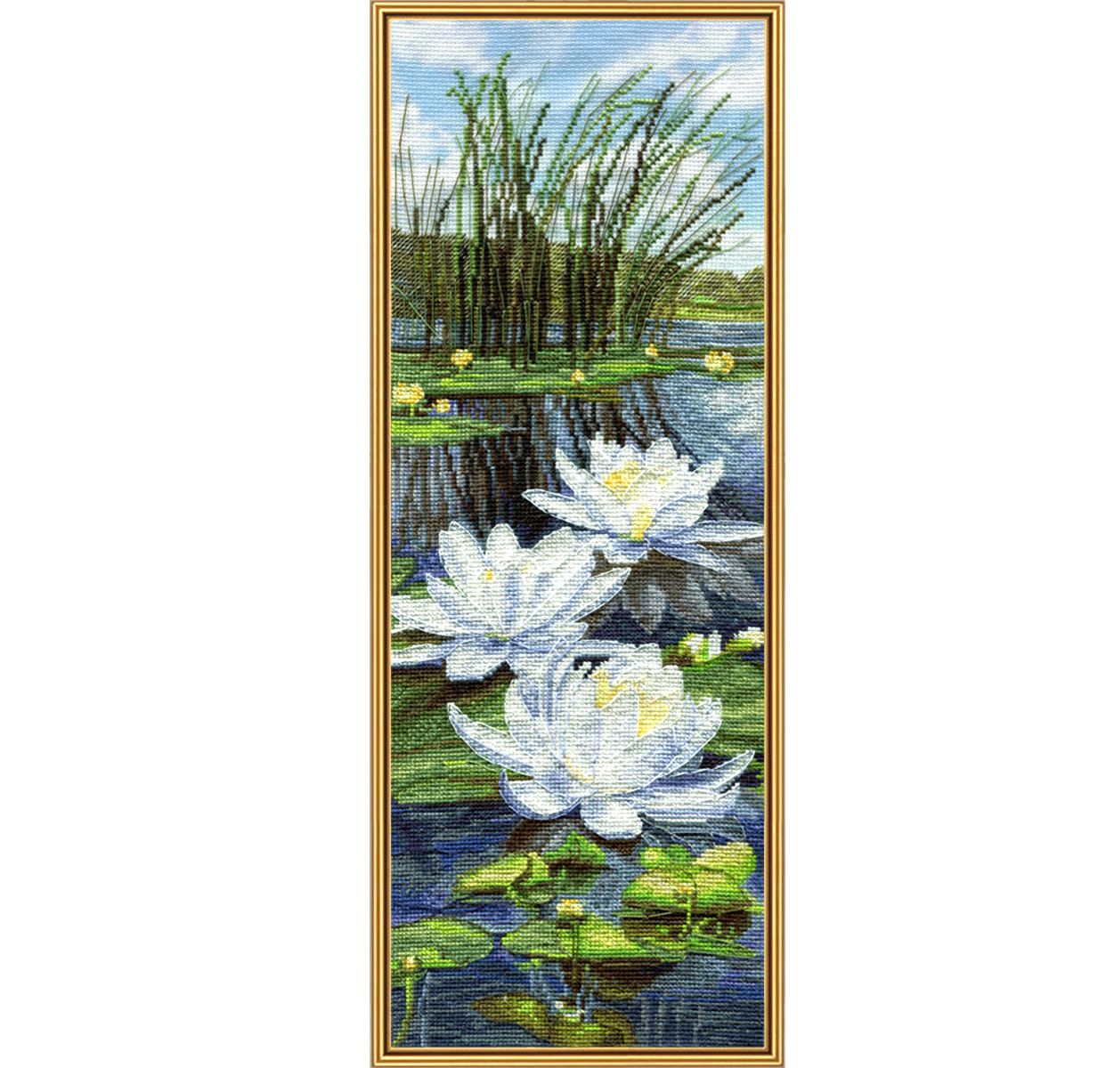Набор для вышивания 'Белые лилии' на канве с фоновым рисунком