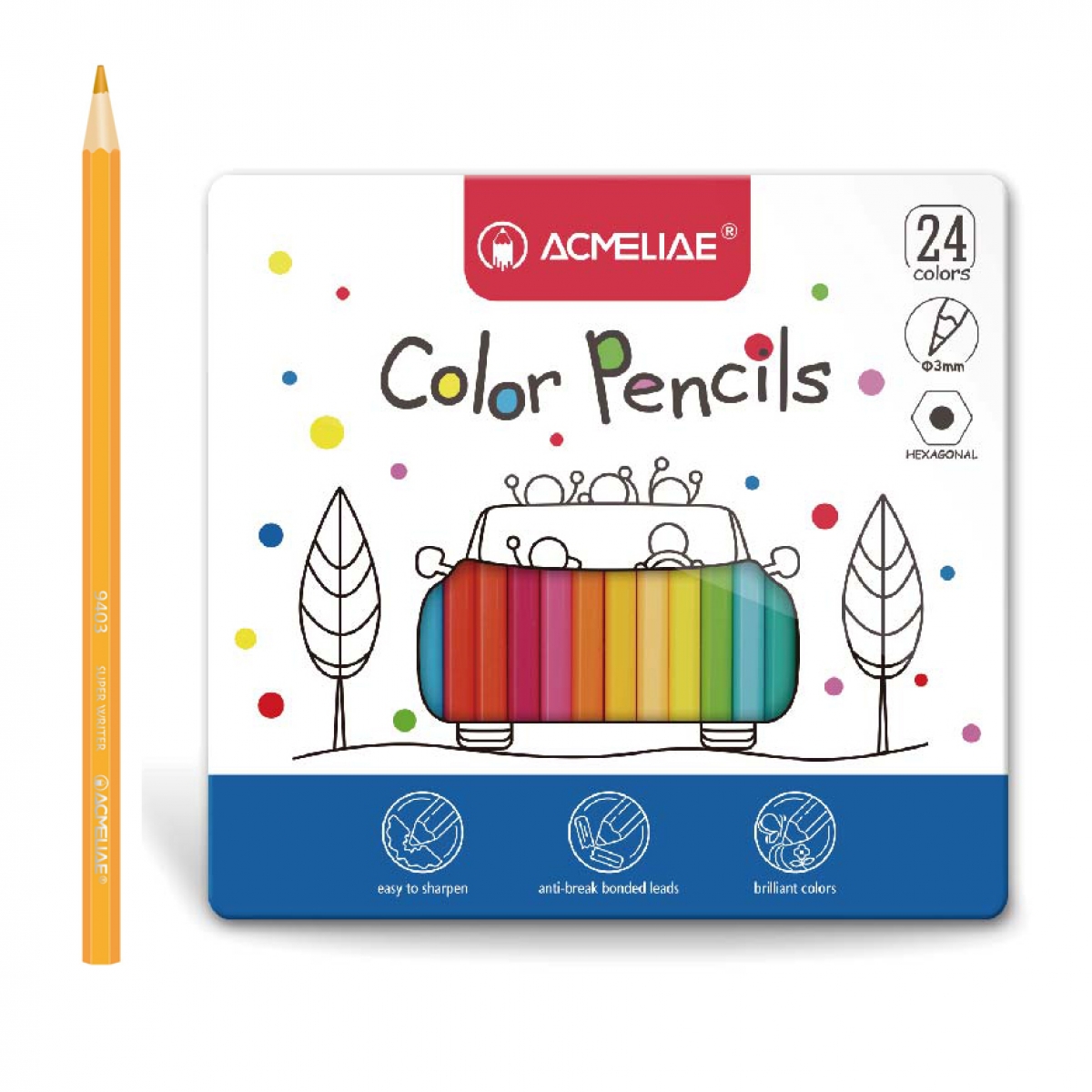 Набір олівців 24 кольори шестигранні 'Acmeliae'