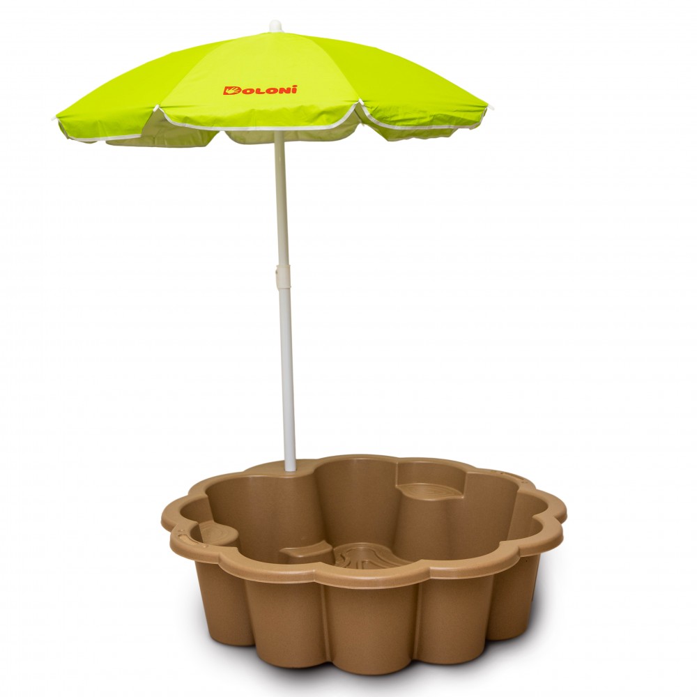 Песочница - бассейн 'Цветок' с зонтиком коричневый