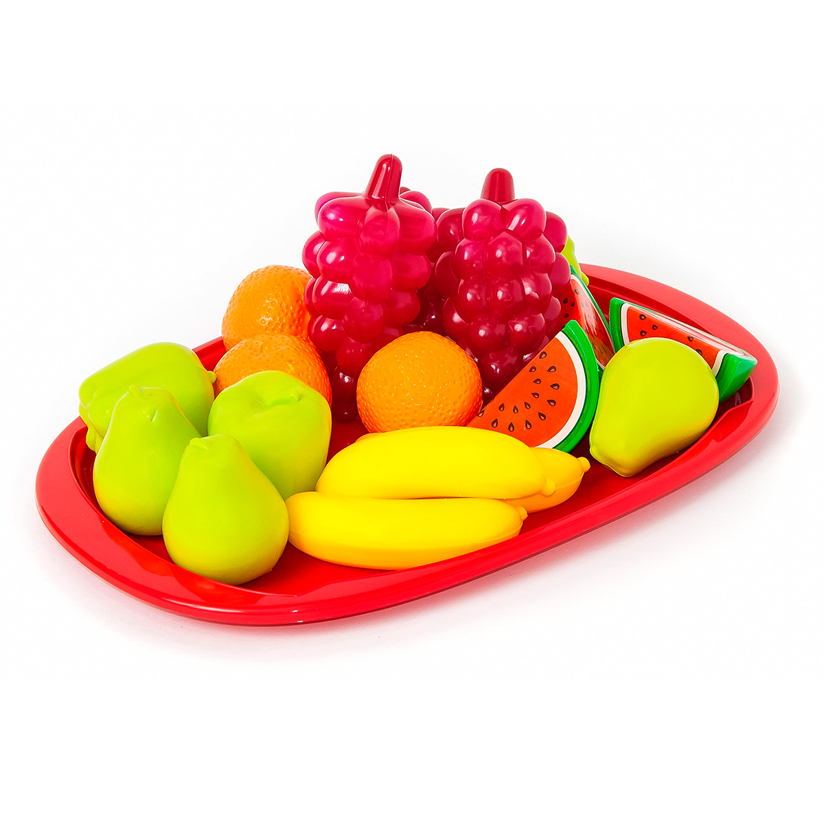 Поднос с игрушечными фруктами
