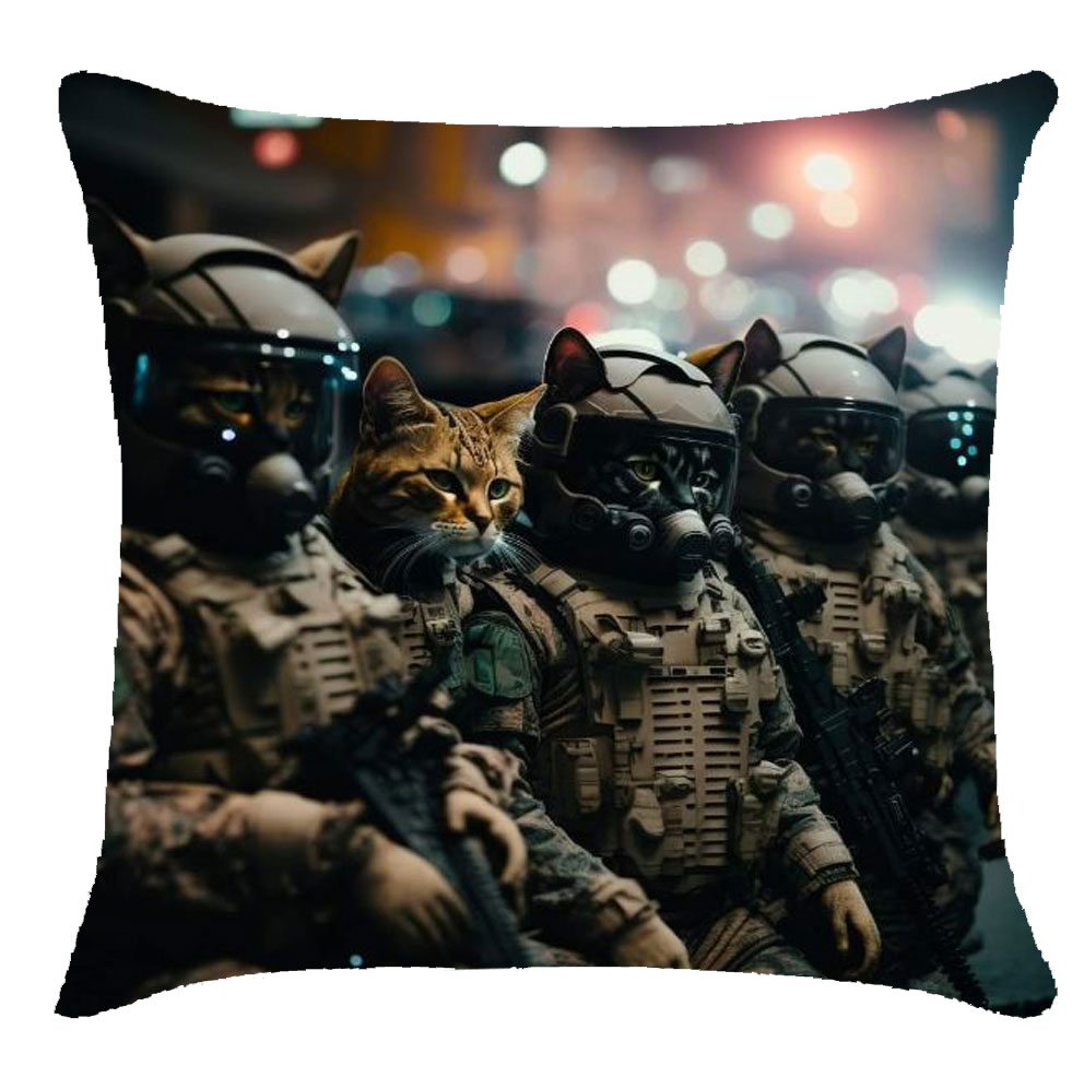 Подушка с принтом 'Коты военные'