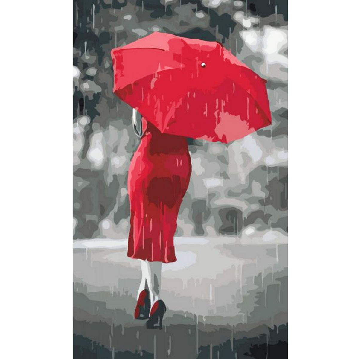 Роспись по номерам 'Красный зонтик'