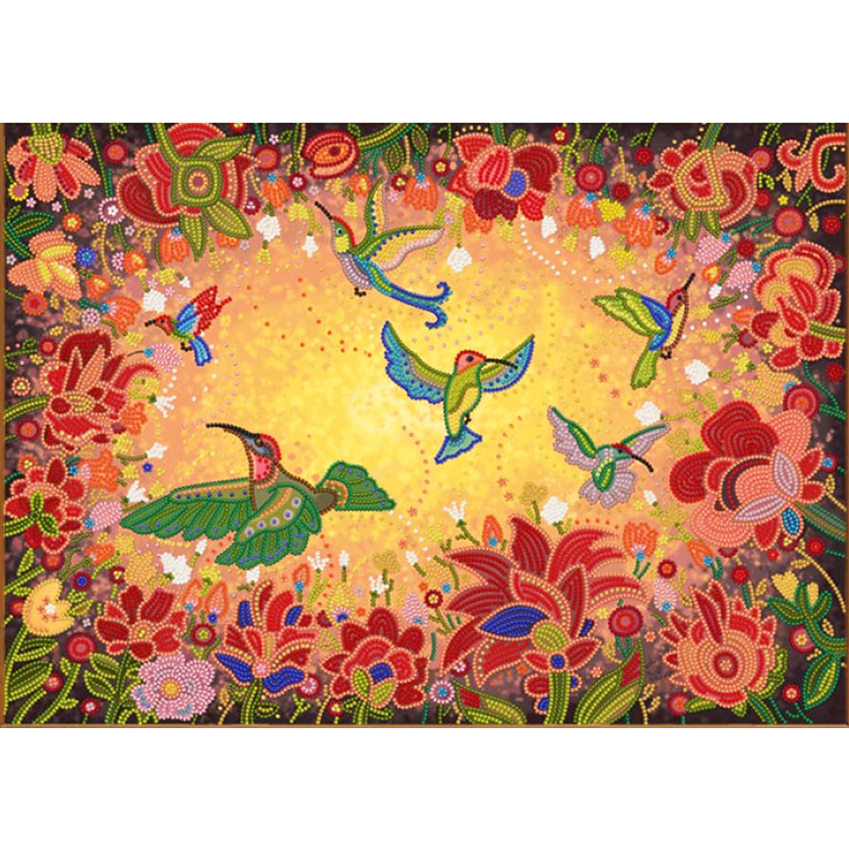 Ткань с нанесенным рисунком-схемой  'Райские птицы'  для вышивания бисером