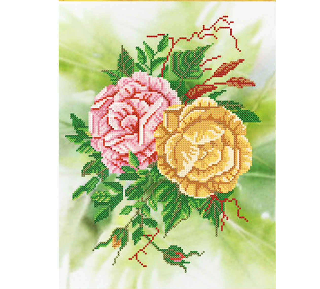 Ткань с нанесенным рисунком-схемой   'Розы'  для вышивания бисером