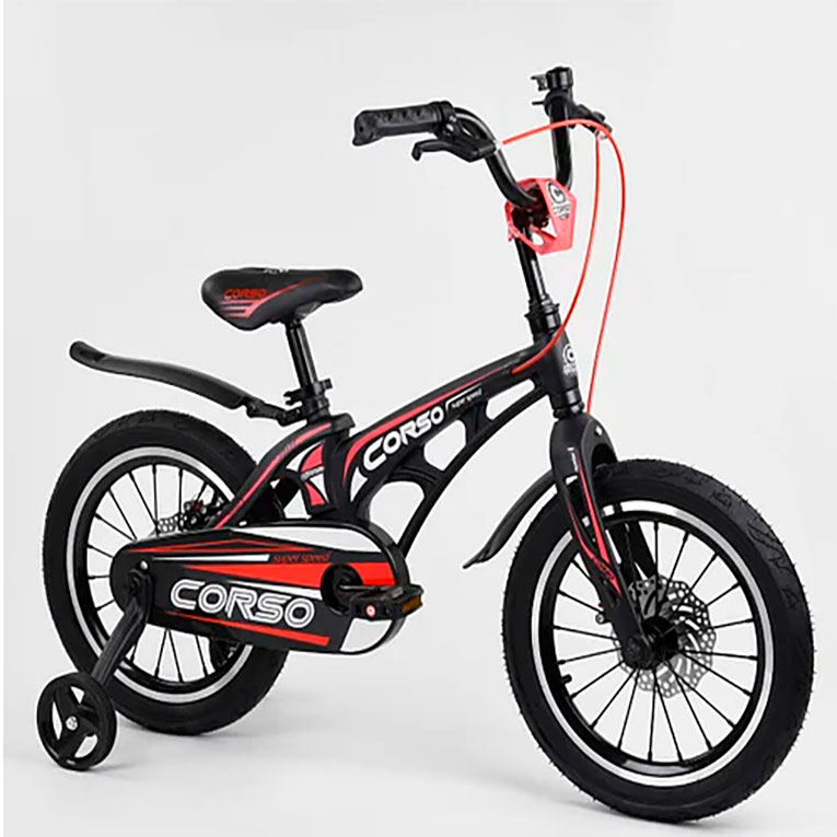 Велосипед 16' дюймов 2-х колёсный CORSO Черно-красный