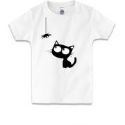 Детская футболка Кот с паучком