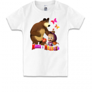 Детская футболка Маша и медведь (с бабочками)