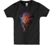 Детская футболка со львом из цветных нитей