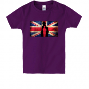 Детская футболка Силуэт Шерлока на фоне флага