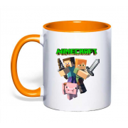 Чашка с героями Minecraft и свинкой