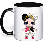 Чашка кукла ЛОЛ с черно-белыми волосами