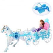 Іграшкова карета з конячкою і лялькою