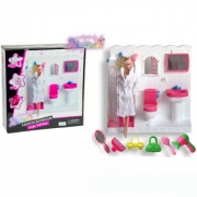 Іграшкові меблі для ванної кімнати з лялькою