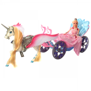 Карета игрушечная с куклой и лошадью с крыльями