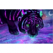 Картина алмазами без подрамника "Тигр в ультрафиолете"