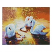 Картина алмазами на подрамнике "Белые лебеди на пруду"