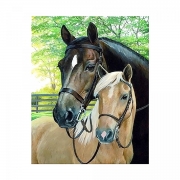 Картина алмазами на подрамнике "Пара лошадей"