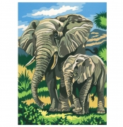 Картина на холсте "Слоны" по номерам
