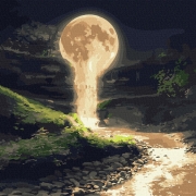 Картина за номерами "Місячний водоспад з фарбами металік"