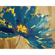 Картина по номерам "Синий цветок с золотым обрамлением"