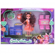Кукла Felicity Fox и Flick (лиса) "Enchantimals" с кухонной мебелью