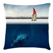 Подушка с 3Д принтом для рыбака "Зимняя рыбалка"