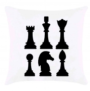 Подушка шахматные фигуры черные